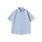 [Short-Sleeved Stripes Shirt]Blue and White Stripes (Blank)