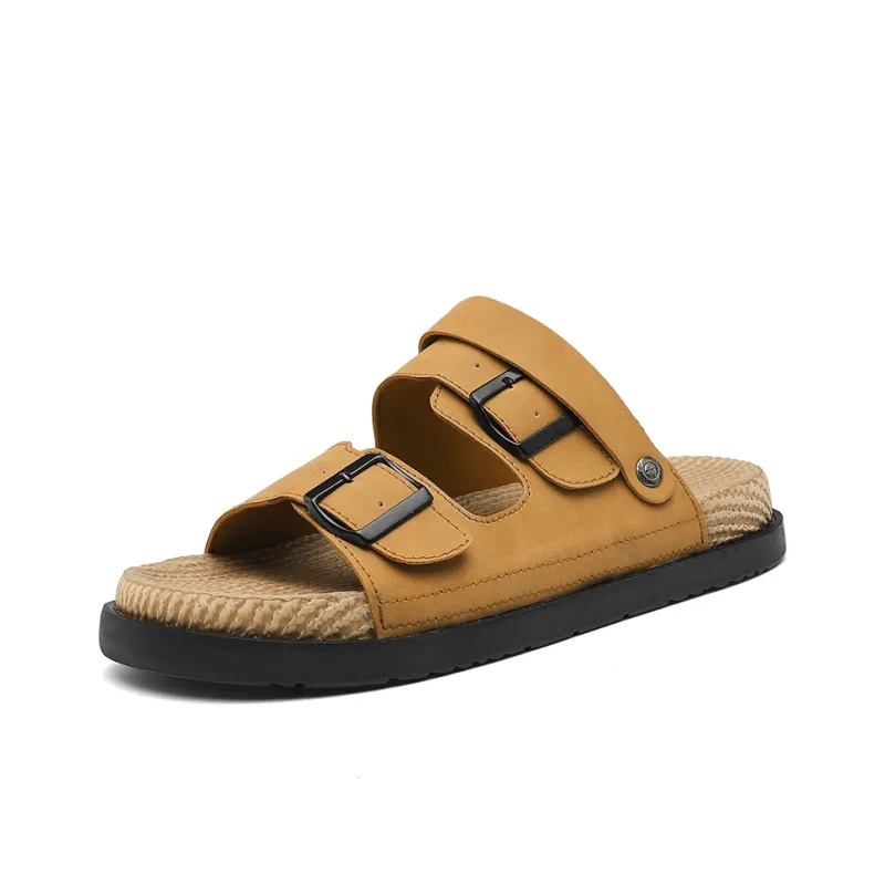 Shiozawa Beach Sandals Men Black Yellow-8
