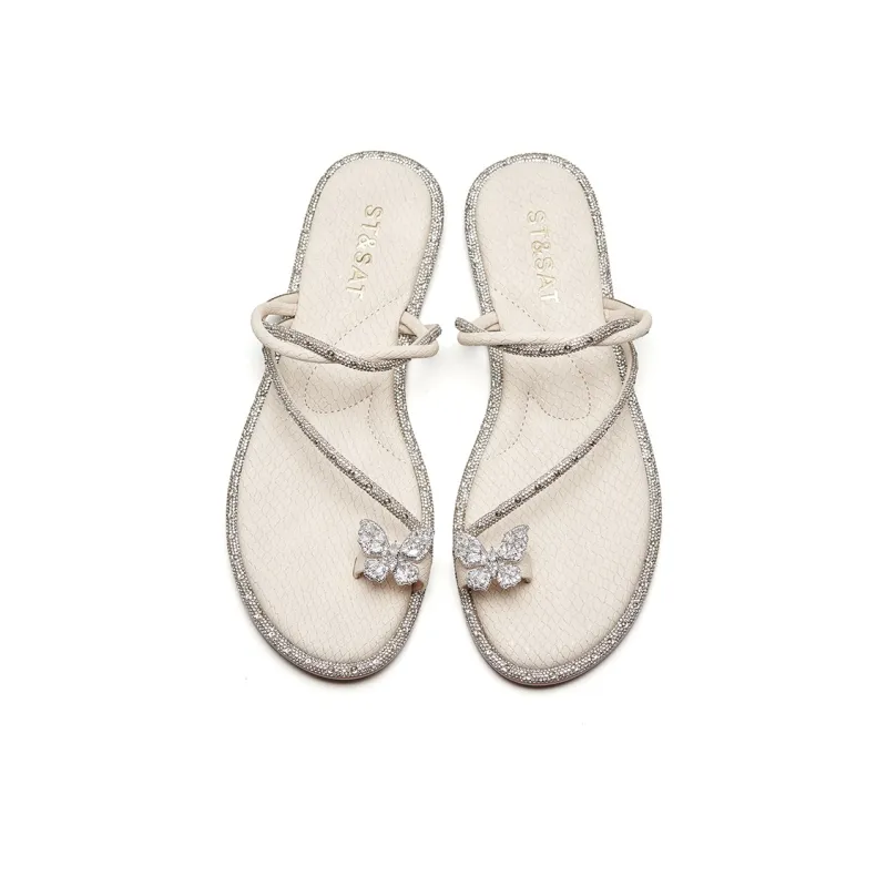 ST&SAT Rhinestone Quick Dry Antibacterial Massage Mule Sandals Women's-5