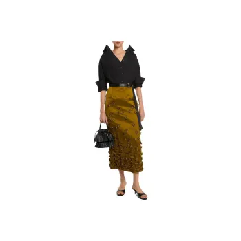 MICHAEL KORS Hand embroidered Floral Duchesse Midi Skirt