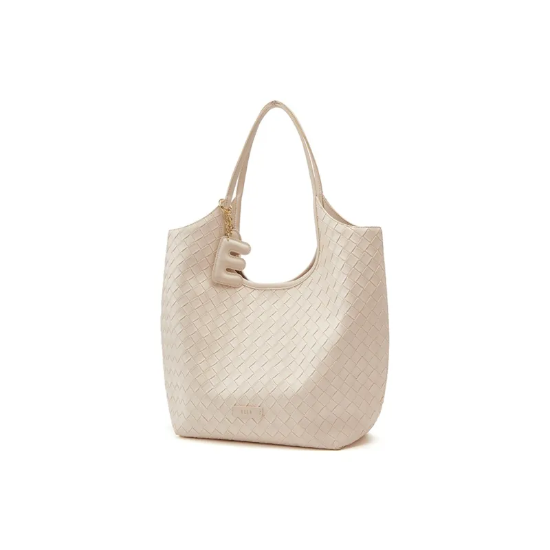 ELLE Synthetic Leather Handbag, Shoulder Bag Women's White/Black-1