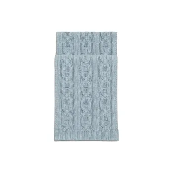 HERMES Cashmere Knit Scarves Unisex Light Blue