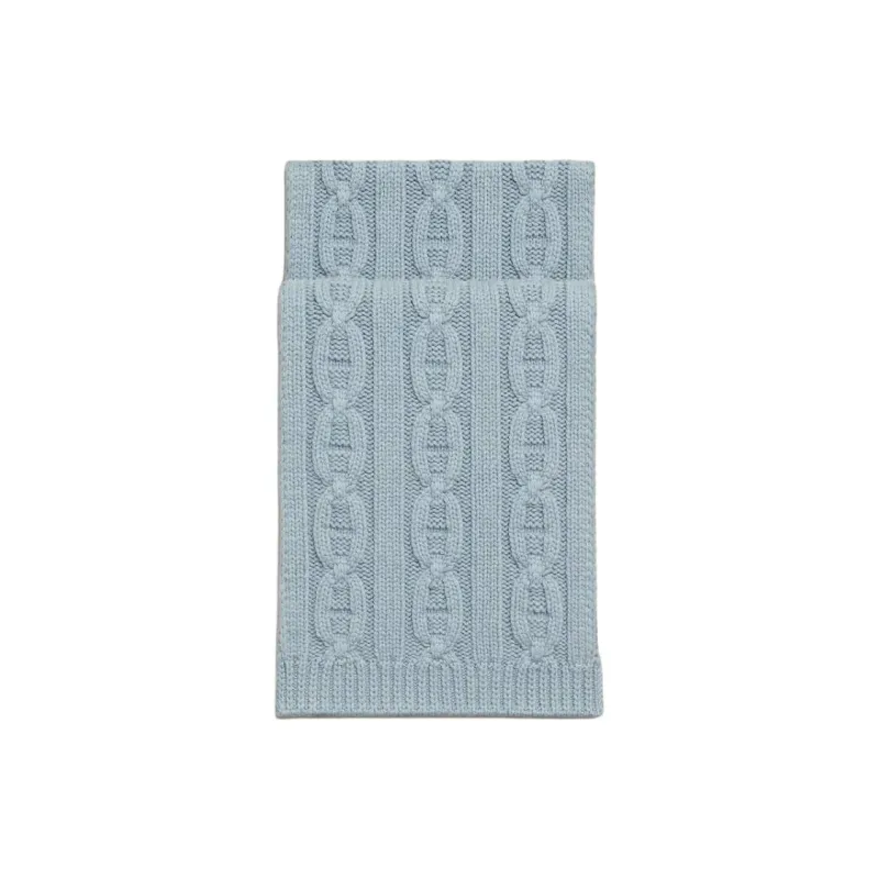 HERMES Cashmere Knit Scarves Unisex Light Blue-0