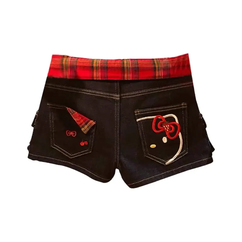 SDN by41 Denim Shorts Women's Red Plaid Vintage-1
