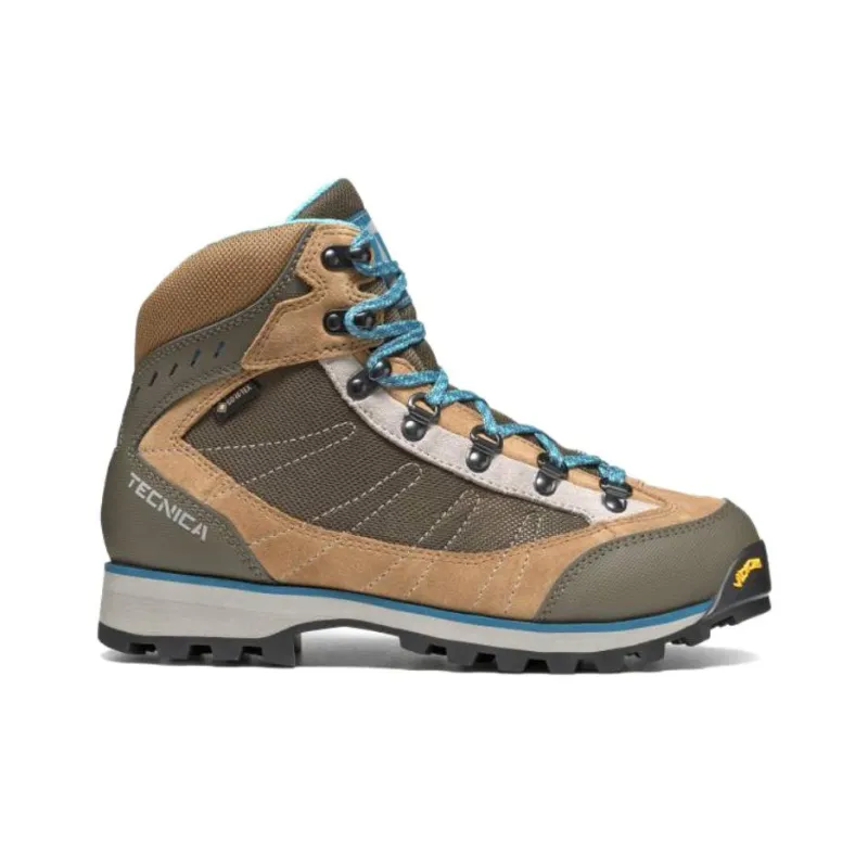 TECNICA Anti Slip Wear Resistant High Top Hiking Shoes Women's Brown Green-1