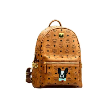 MCM Leather Backpack Unisex Brown