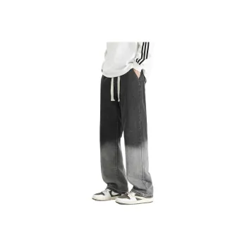 ALEXANDRO FRATELLI Trendy Brand Draped Cool Loose Fit Straight Fit Casual Jeans Men's Black Gray Blue