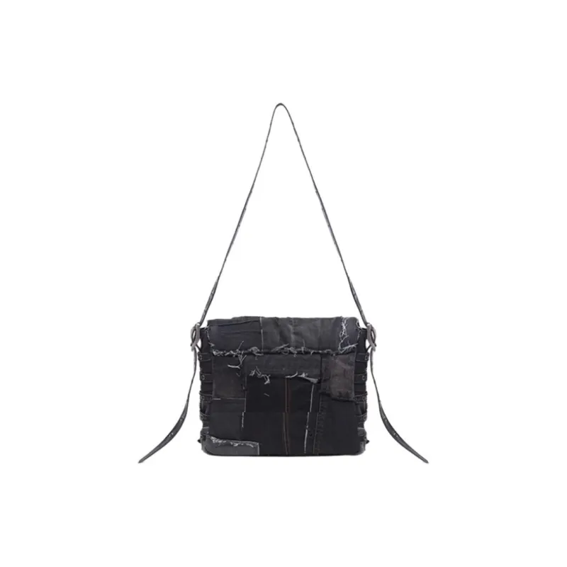 Emotional World Cotton Shoulder Bag, Crossbody Bag Medium Size Unisex Black-1