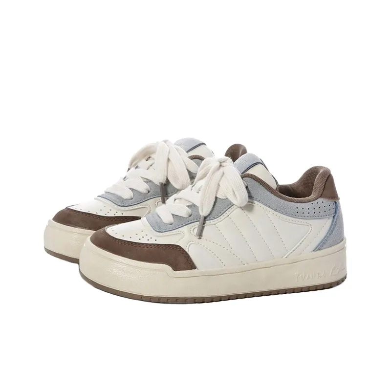 The New Age Family Anti Slip Wear Resistant Low Top Skateboard Shoes Women's Beige Brown-1