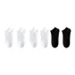 6 Pack[No-Show Socks White 4+Boat Socks Black 2]