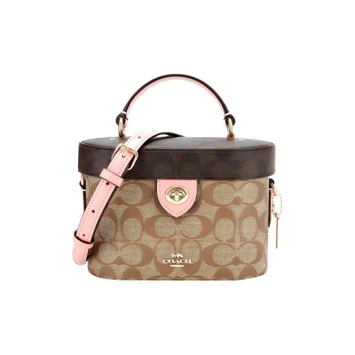 COACH Kay Leather Box Bag Small Handbag Handbag Shoulder Bag Crossbody Bag Small Size Women's Khaki Brown