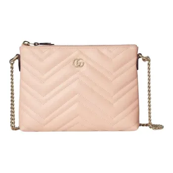 GUCCI GG Marmont Leather Shoulder Bag Women's Light Pink