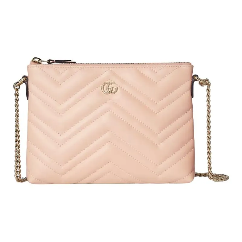 GUCCI GG Marmont Leather Shoulder Bag Women's Light Pink-0