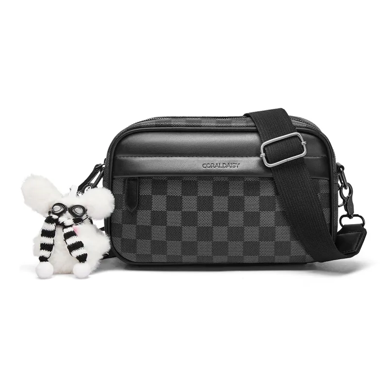 CORALDAISY Synthetic Leather Shoulder Bag, Crossbody Bag Men's Black-0