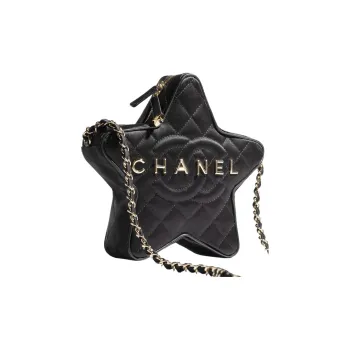CHANEL Silk Satin One Shoulder Crossbody Clutch Women's Black