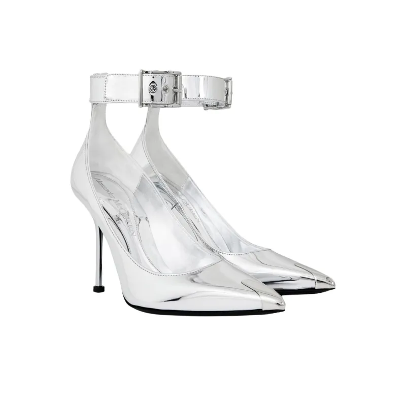 Alexander McQueen Slim Heel High Heels 10cm Women's Silver-2