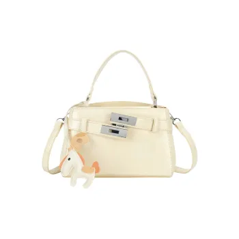 JANE KLAIN Synthetic Leather Kelly Bag, Shoulder Bag, Crossbody Bag, Handbag Women's Ecru/Lake Blue/Knight Black