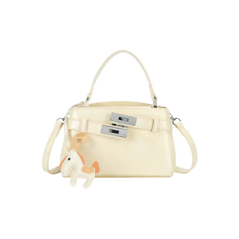 JANE KLAIN Synthetic Leather Kelly Bag, Shoulder Bag, Crossbody Bag, Handbag Women's Ecru/Lake Blue/Knight Black-0