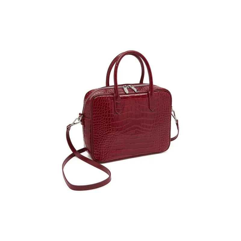 Old Man's Head Cow Leather Handbag Regular Women's Black/Red/Brown-16