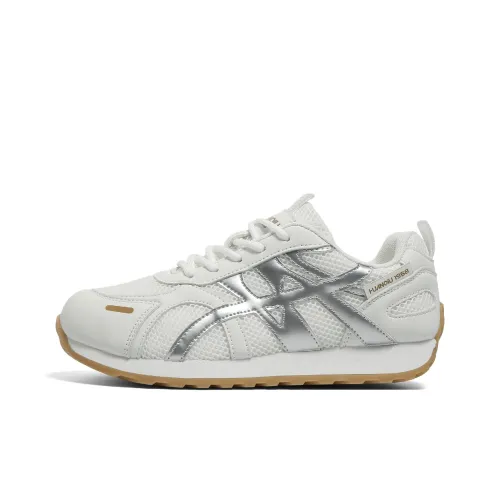 HUANQIU Anti Slip And Wear Resistant Height Increasing Low Top Casual Shoes Women's White Silver