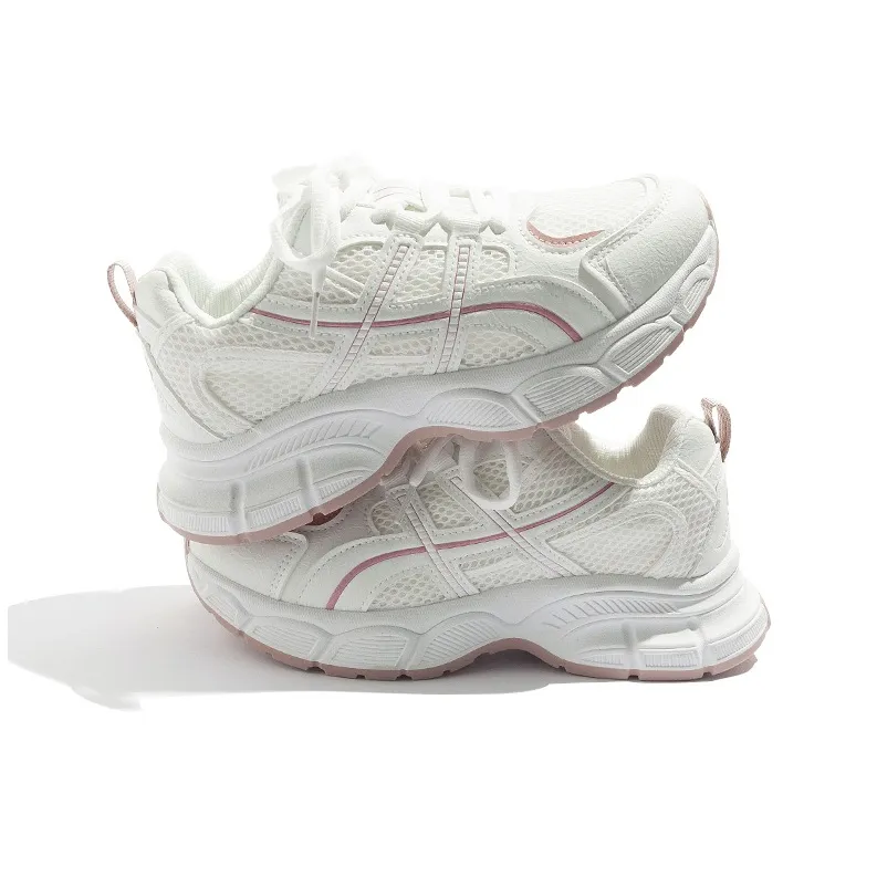 MEAKKEA Breathable Coverage Support Low Top Chunky Sneakers Women's Beige Pink-2