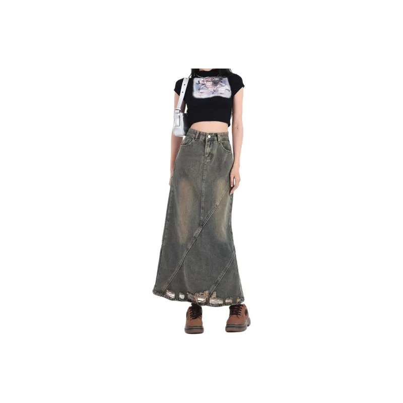 Concubine Zhu Denim Long Skirt Women's-0
