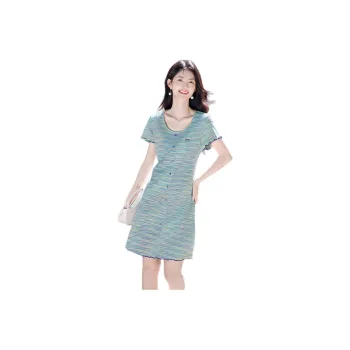 Flowers In Water Short Sleeved Dress Women's