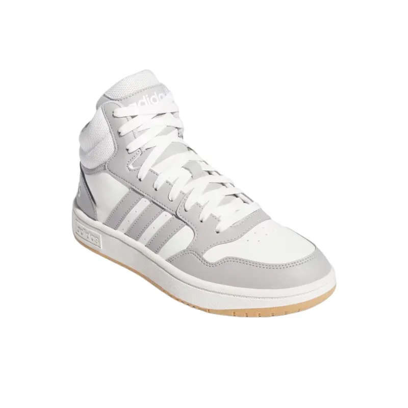 Adidas HOOPS 3.0 Anti Slip Wear Resistant Mid Top Skateboard Shoes Women's White Gray-1