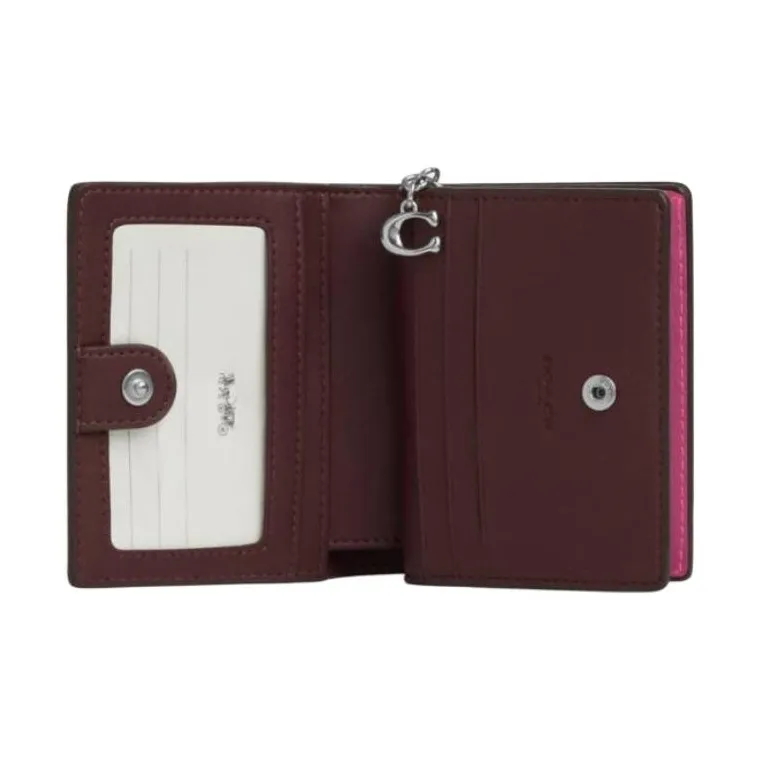 COACH Snap Wallet Patent Leather Wallet Mini Women's Silver & Pink-1