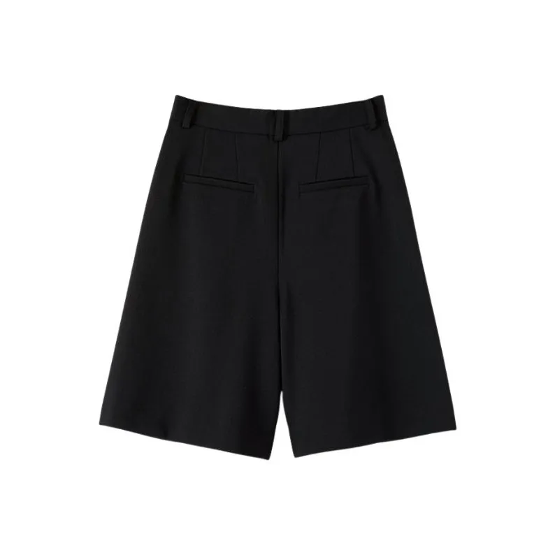 Late White Casual Shorts Women's Black-1