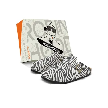 ROBINHOOD Cork Sole Closed Toe Slippers Unisex White Zebra