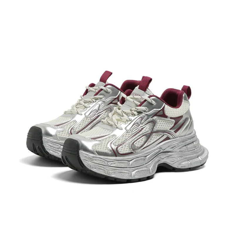 FOREVER 21 Low Top Chunky Sneakers Women's Burgundy-3