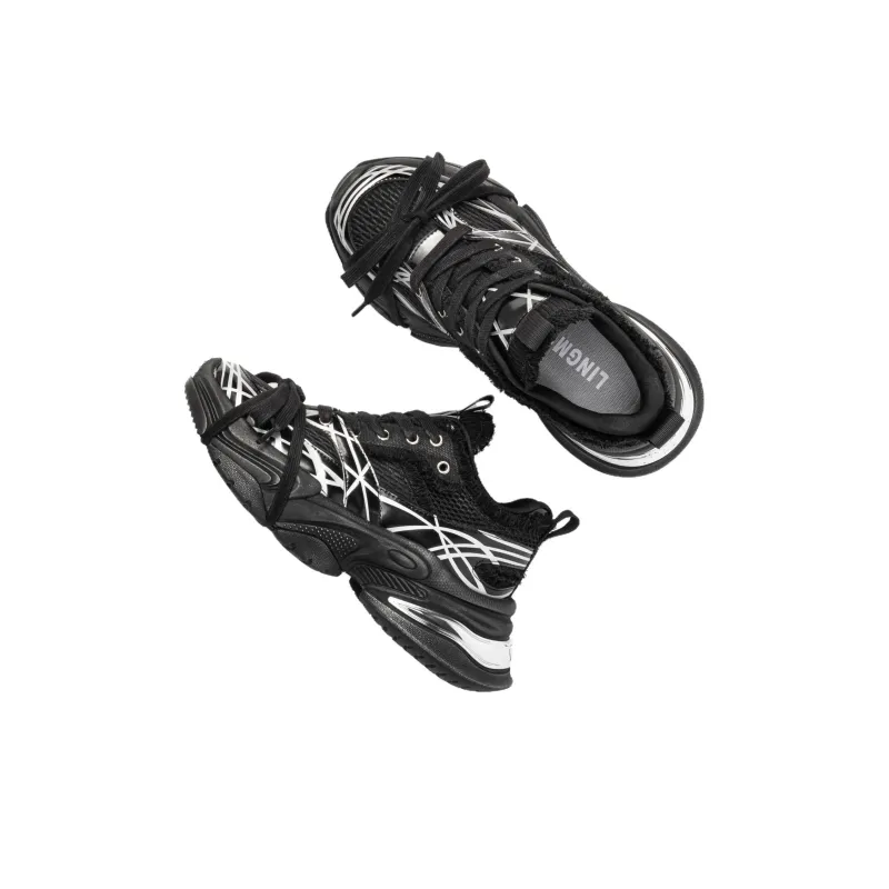 LINGMO Slip Resistant, Abrasion Resistant, Breathable, Height Increasing Low Top Chunky Sneakers Unisex White-26