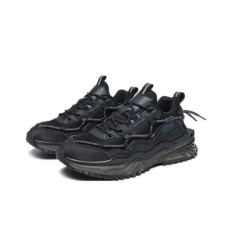 OUBT Shock Absorbers Slip Resistant Breathable Low Top Chunky Sneakers Men's Black-1