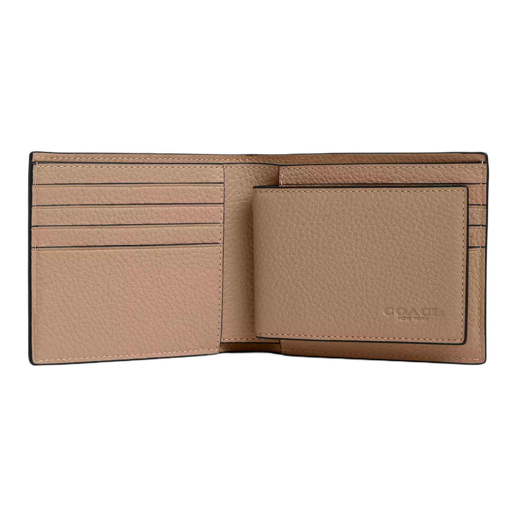 COACH 3 in 1 Wallet Pebble Leather Wallet Mini Men's Taupe