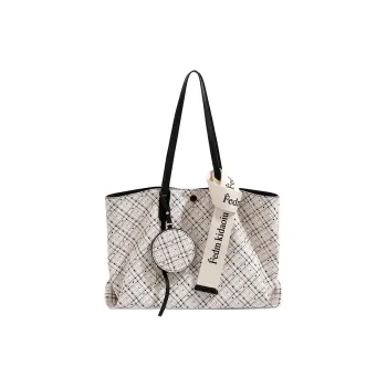 H YXIANG Microfiber Synthetic Leather Tote Bag, Shoulder Bag Women's Ecru