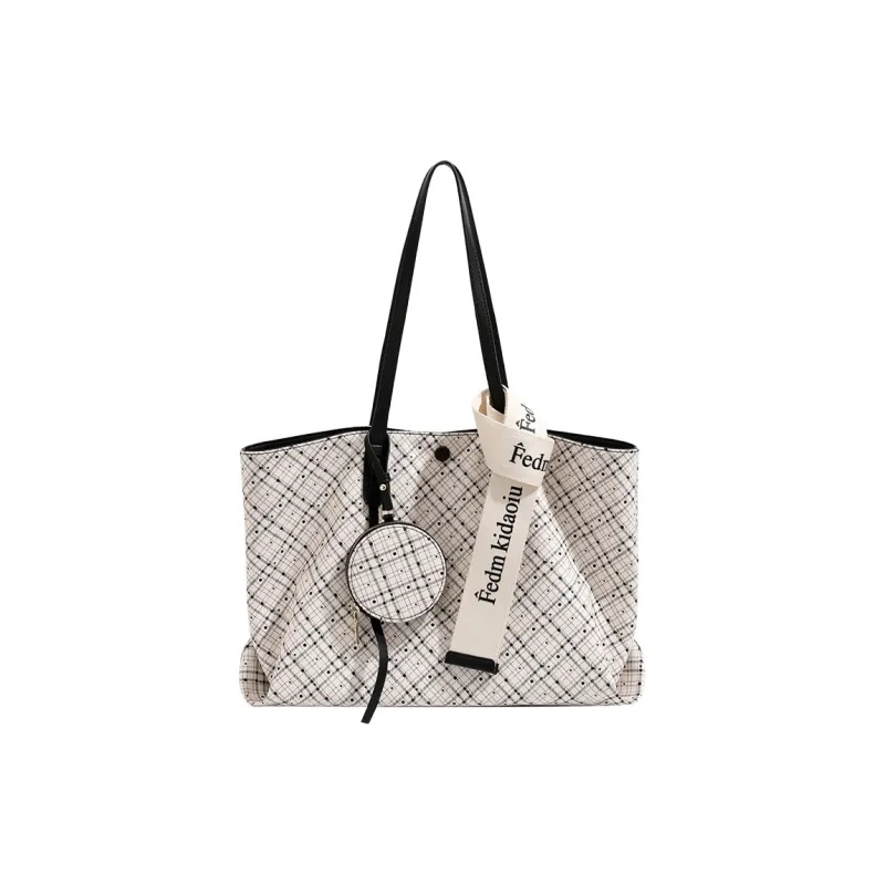H YXIANG Microfiber Synthetic Leather Tote Bag, Shoulder Bag Women's Ecru-0