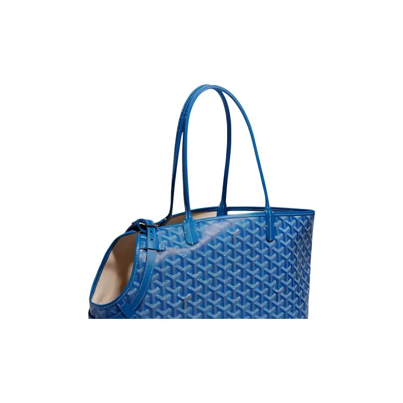 GOYARD Chien Gris Canvas With Calfskin Pet Bag Merch Unisex Sky Blue-3