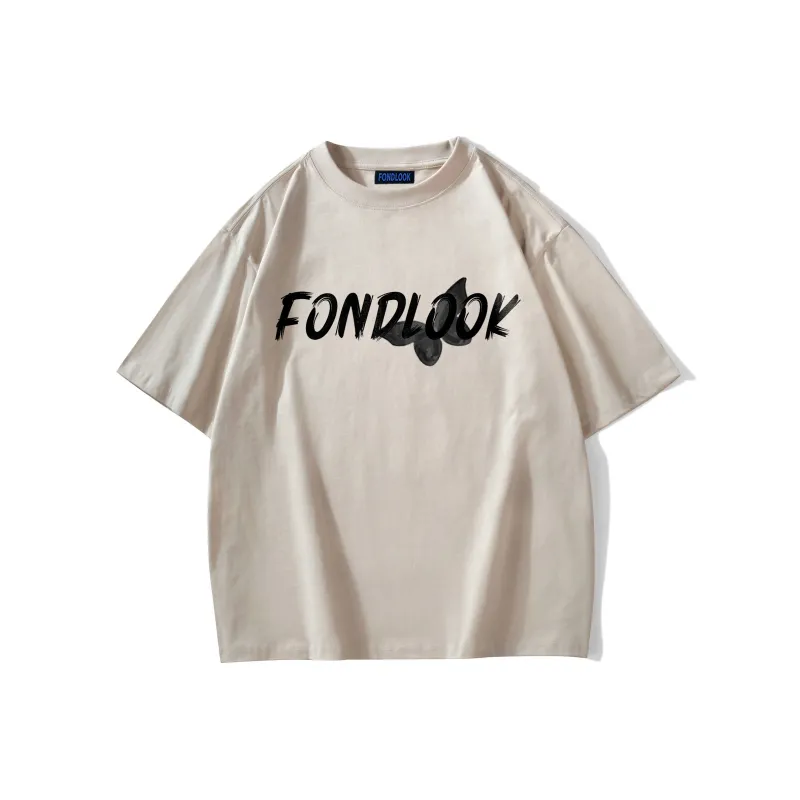 FONDLOOK T-Shirts Unisex Light Beige Apricot-1