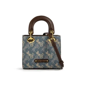 CentarlKatty Polyurethane Synthetic Leather Handbag, Crossbody Bag Regular Women's Carriage Blue & Coffee