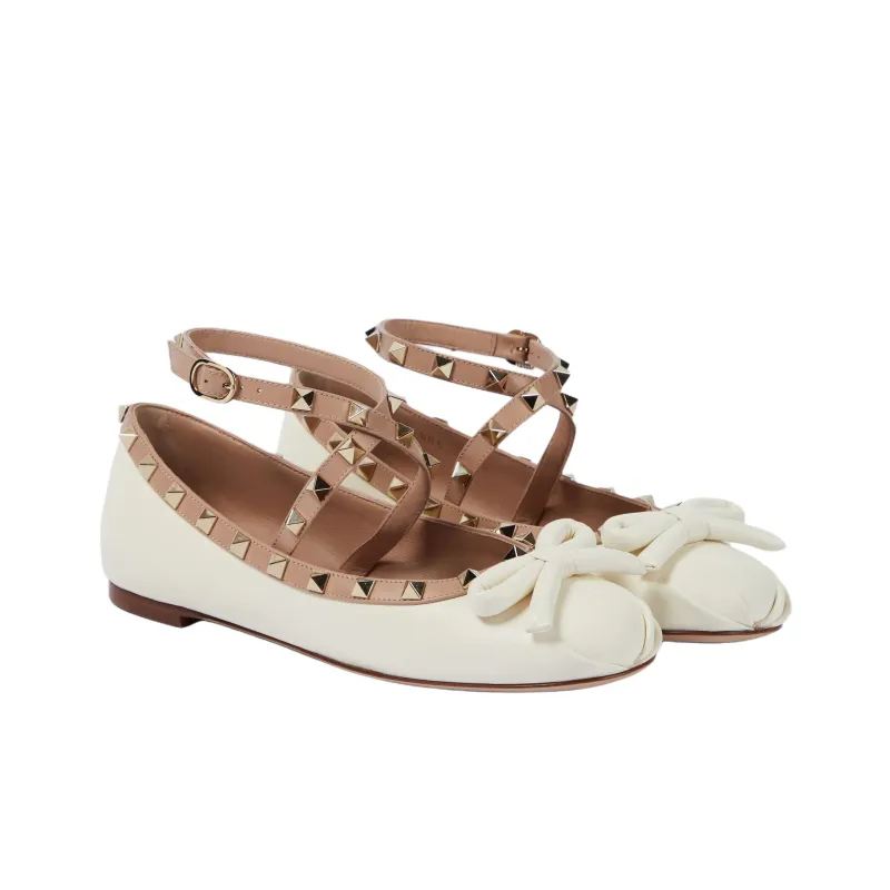 Valentino GARAVANI Rockstuds Casual Single Shoes Women's Ivory-3
