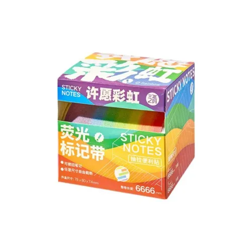 SANNIANERBAN Rainbow Fluorescent Pull and Stick Stickers With Strong Adhesion Notebook/Post it Notes