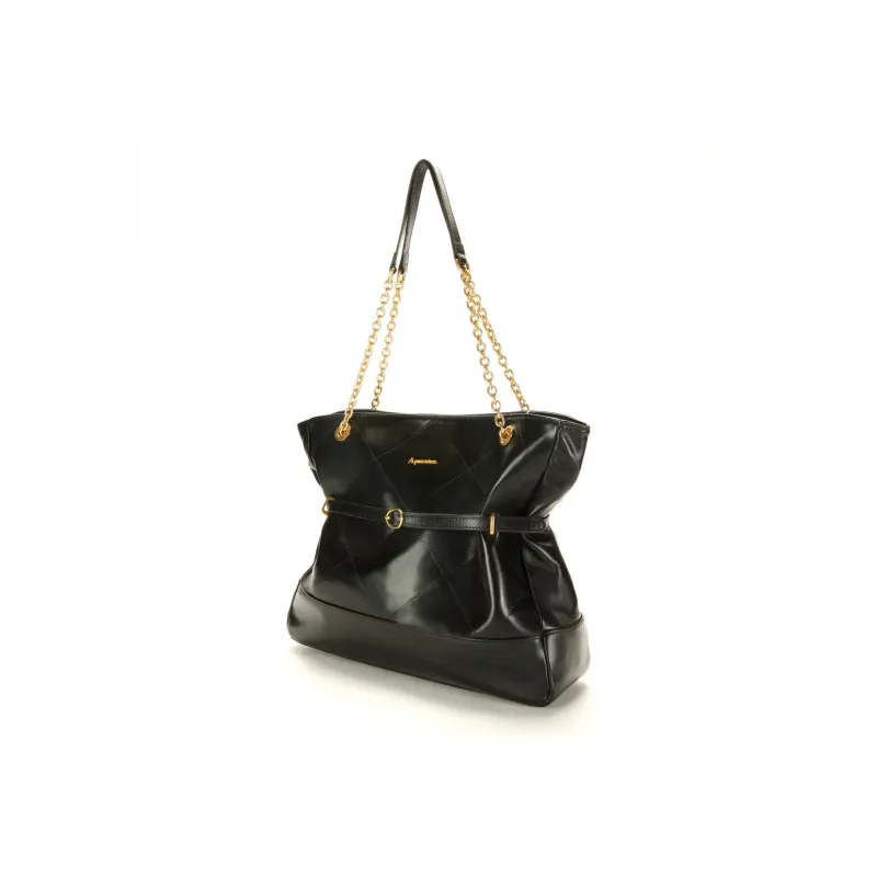 AQUASCUTUM Cow Leather Shoulder Bag Women's Black-2