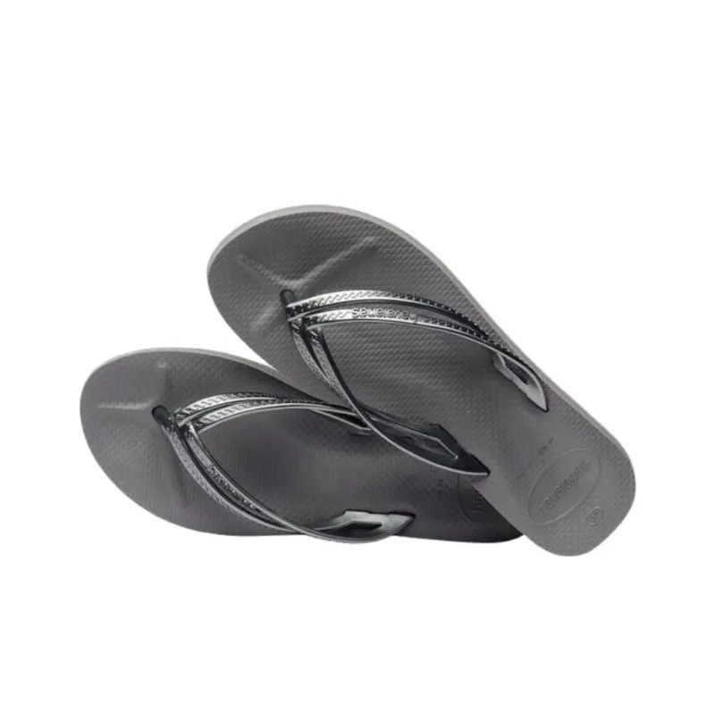 Havaianas Wedges Rubber Sole Abrasion Resistant Flip Flops Women's Gray-4