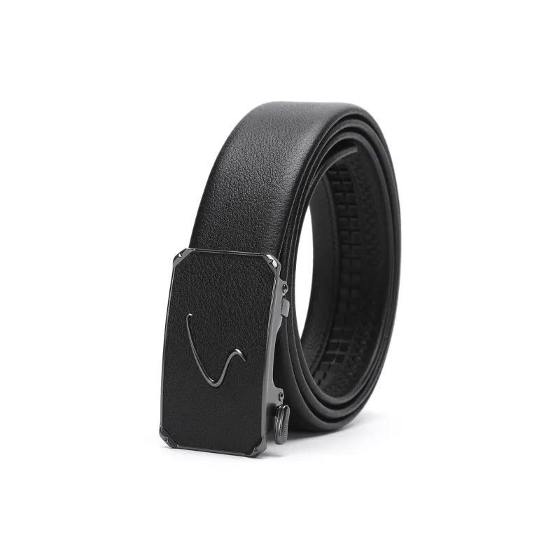 Satchi Cow Leather Belt Men's Black Width 35.5mm-1