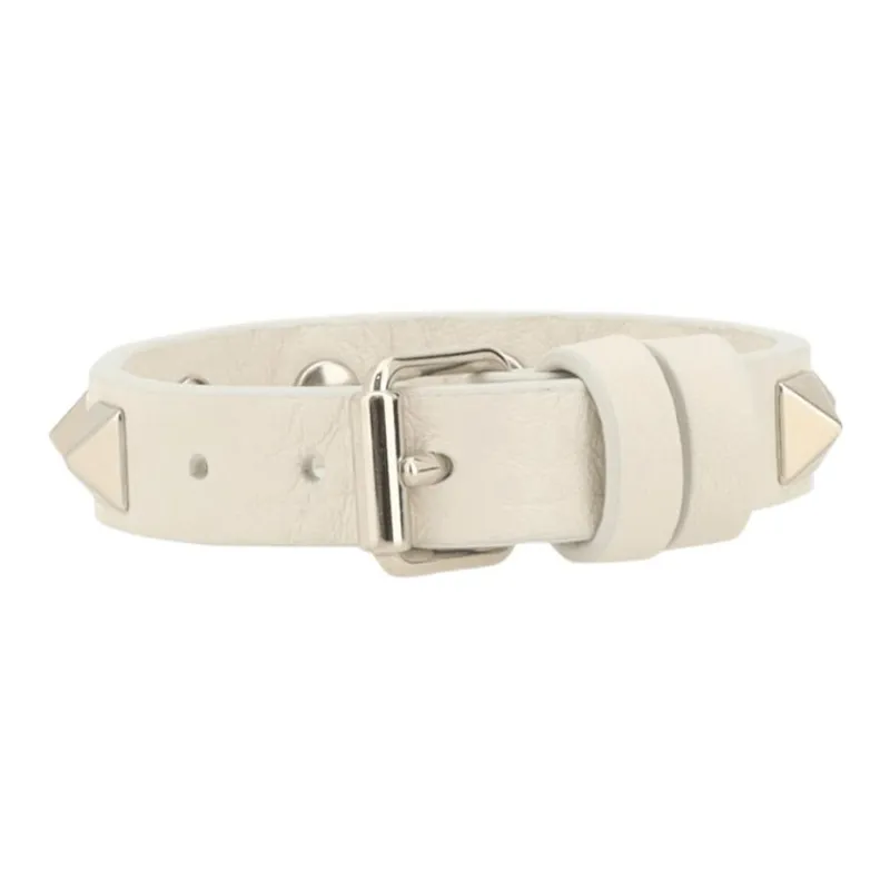 Valentino Calfskin Leather Bracelets Women's Beige-0