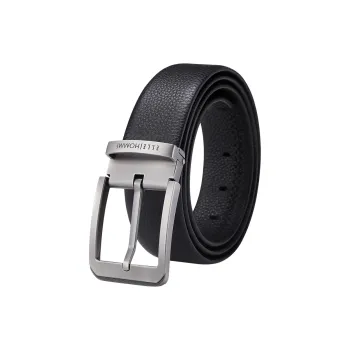 ELLE HOMME Top Grain Cow Leather Business Workplace Etiquette, Versatile Comfortable Belt Men's Gunmetal Width 3.8cm