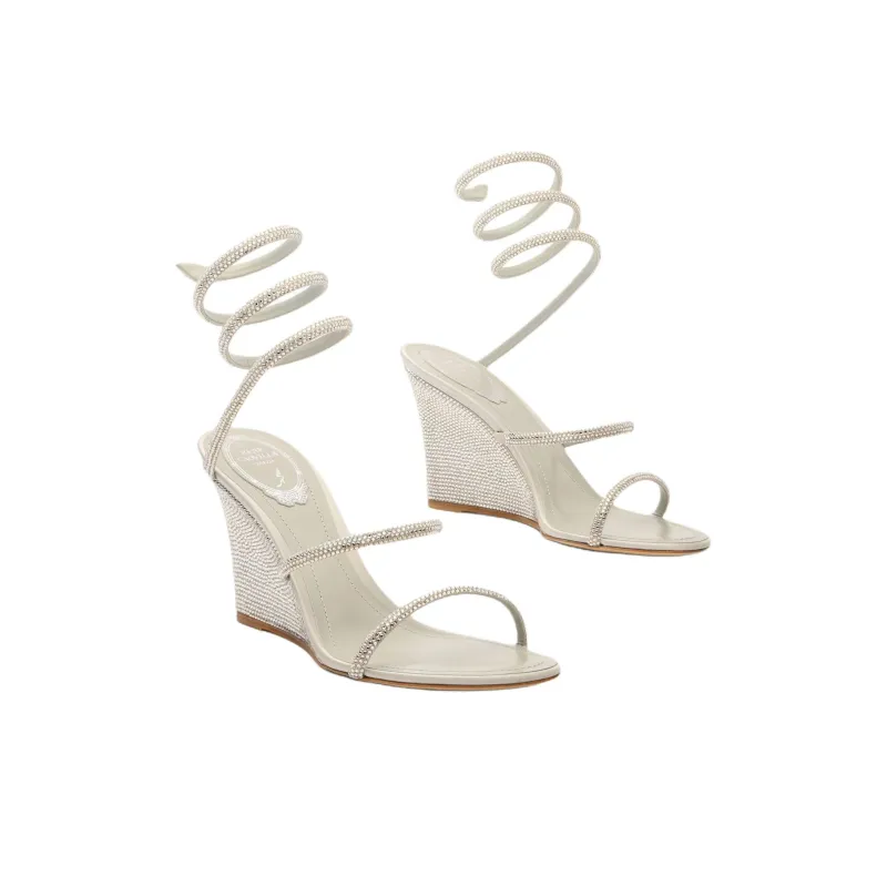 RENE CAOVILLA Cleo One Strap Sandals 8cm Women's Silver-2