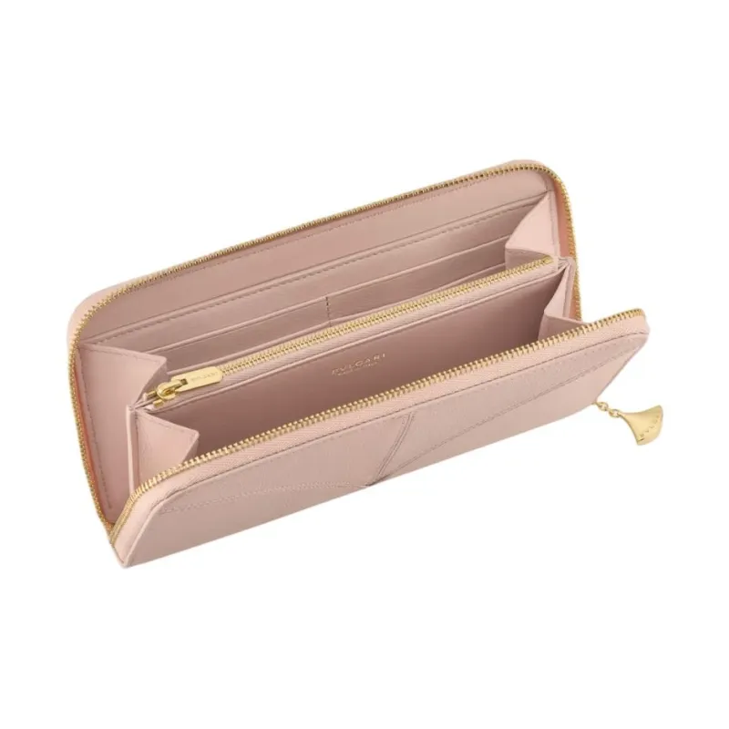 BVLGARI Goatskin Wallet Tubas Women's Pink-2