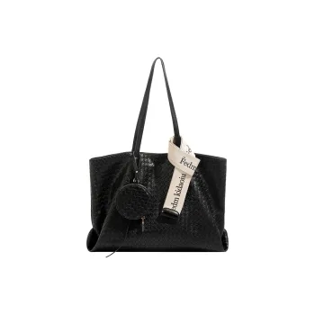 H YXIANG Microfiber Synthetic Leather Tote Bag, Shopping Bag, Shoulder Bag Women's Black